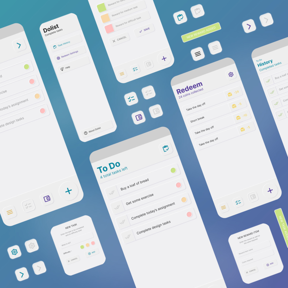 mobile ui ux design of a productivity todo app