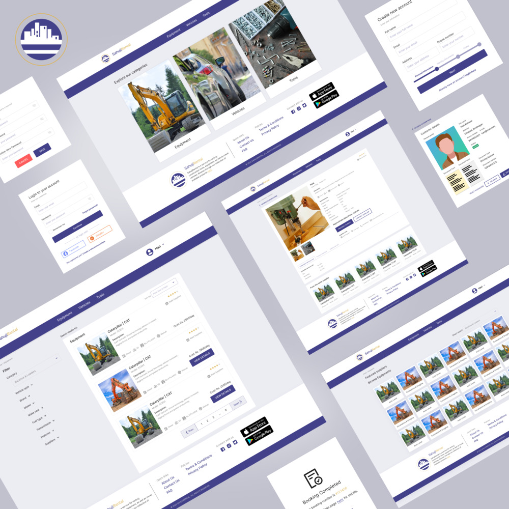 web ui ux design of a rental and booking platform app